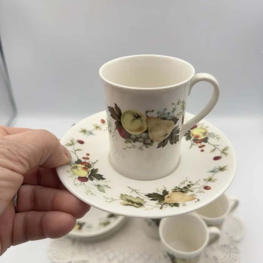 Royal Doulton Miramont Demitasse Cup & Saucer‎ Set Of 4 Made In England Fruits